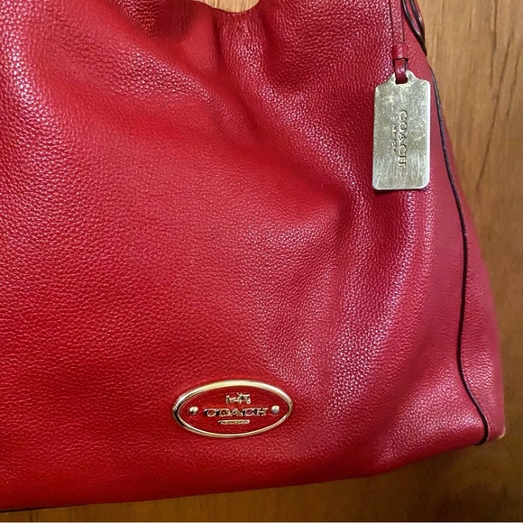 Coach Edie Burgundy Leather Shoulder bag Tote Large - Picture 4 of 14